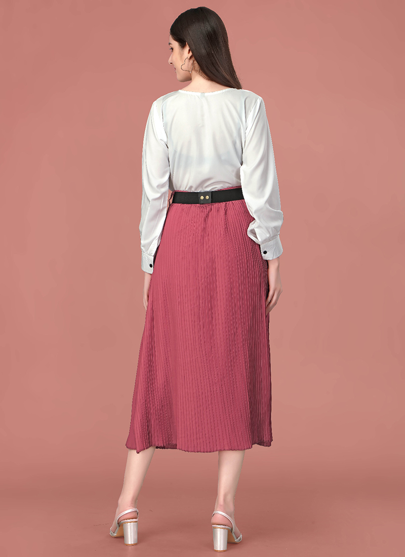 Pale roses wrinkle skirt - ロングスカート